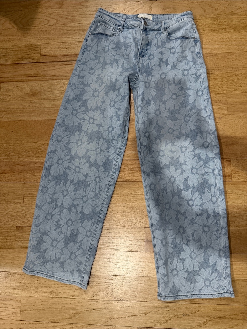 Light Blue Floral-Print Jeans